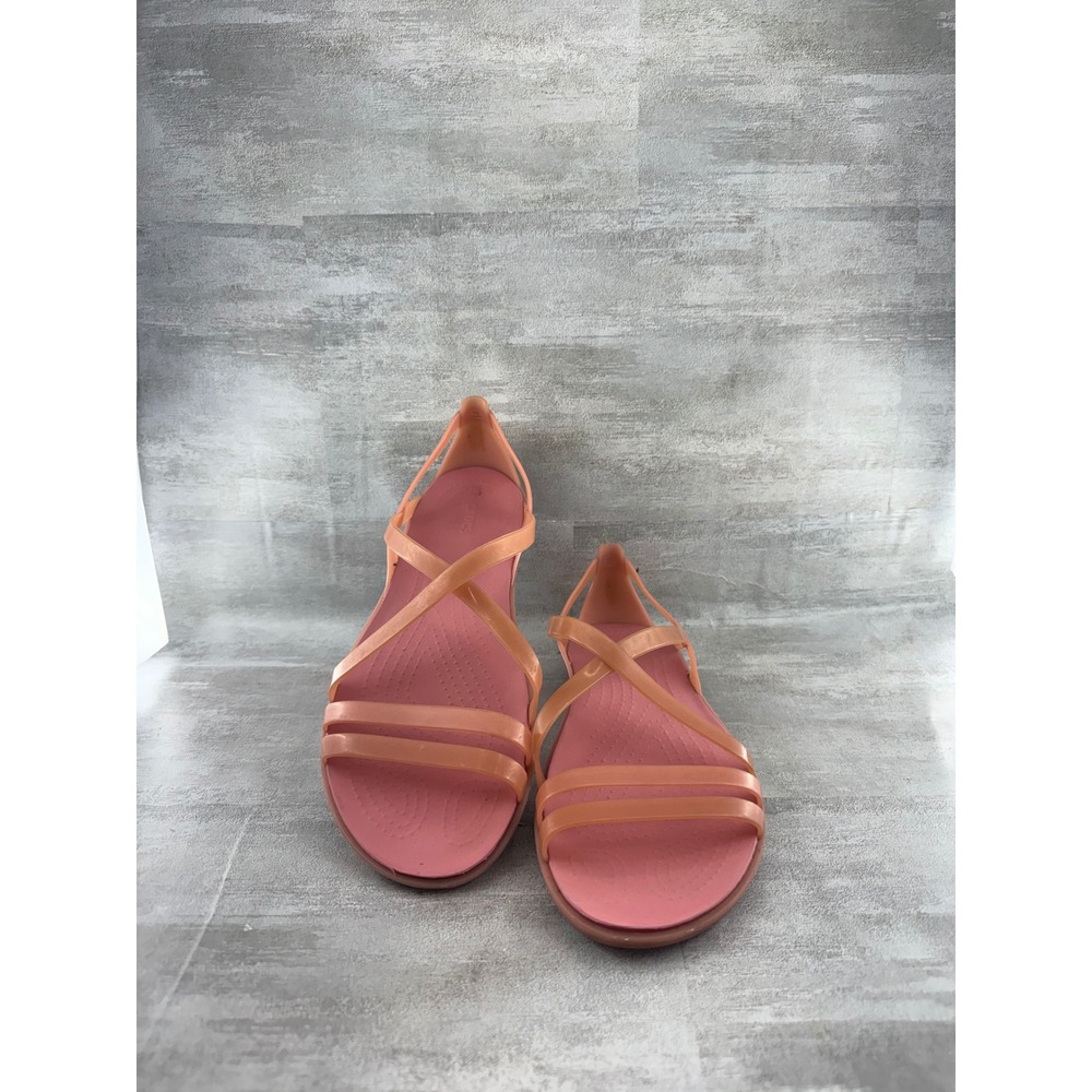 Crocs Isabella Strappy Sandal Coral Pink Women Size 9 Flat Jelly 204915